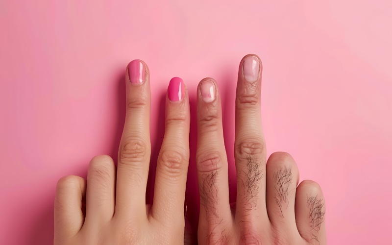 Comparison of damaged nails vs healthy nails after manicure treatment Comparison of damaged nails vs healthy nails after manicure treatment