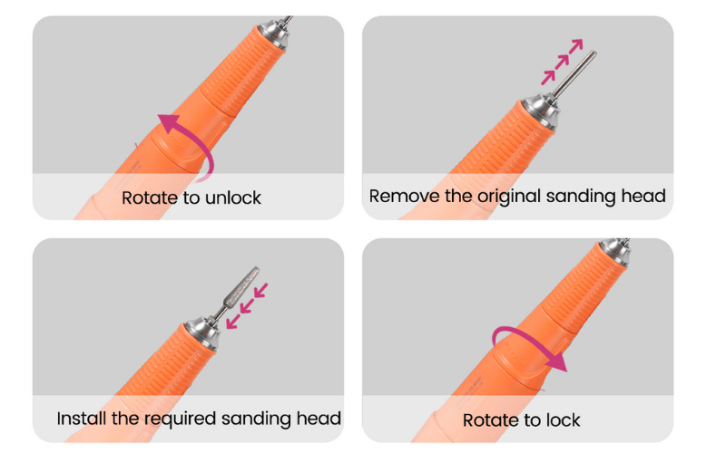 white leather nail drill with hollow cup motor in hand white leather nail drill with hollow cup motor in hand
